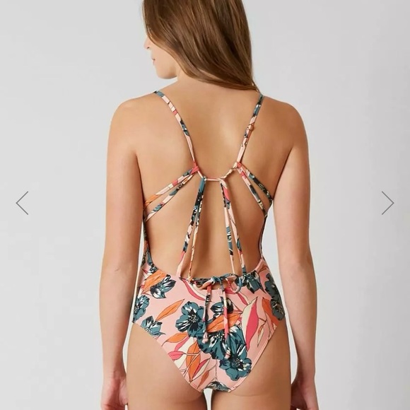 Billabong Floral print lined deep v-neck swimsuit - Picture 2 of 8